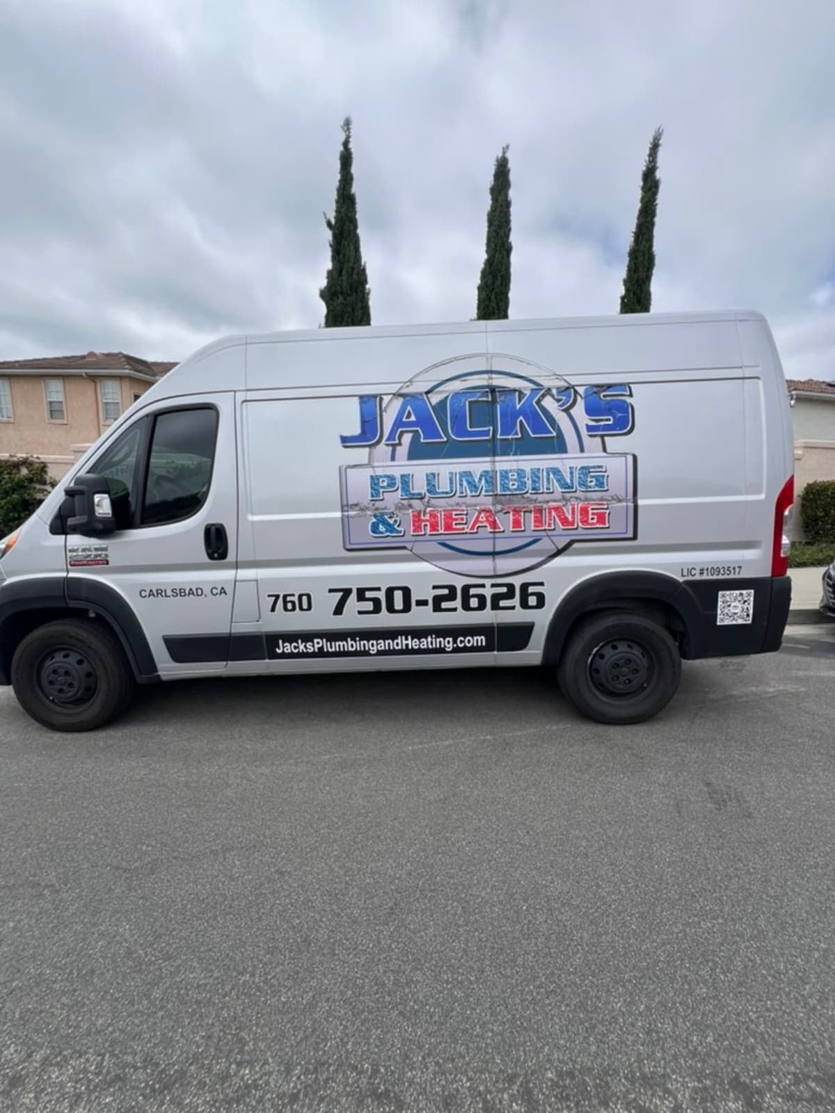 Jack's Plumbing branded service van ready for dispatch in Carlsbad